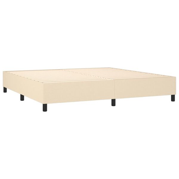 vidaXL Sommier &agrave; lattes de lit avec matelas Cr&egrave;me 200x200 cm Tissu