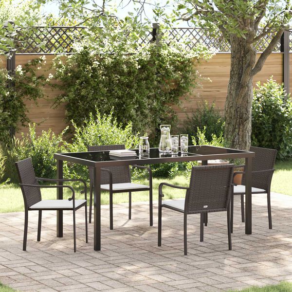 vidaXL Ensemble de salle à manger pour jardin 5 pcs Marron et Noir
