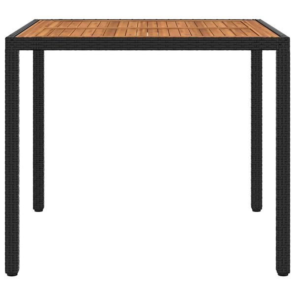 vidaXL Table de jardin 90x90x75cm R&eacute;sine tress&eacute;e et bois d'acacia Noir