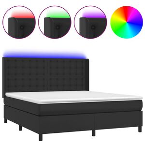 vidaXL Sommier &agrave; lattes de lit matelas LED Noir 160x200cm Similicuir