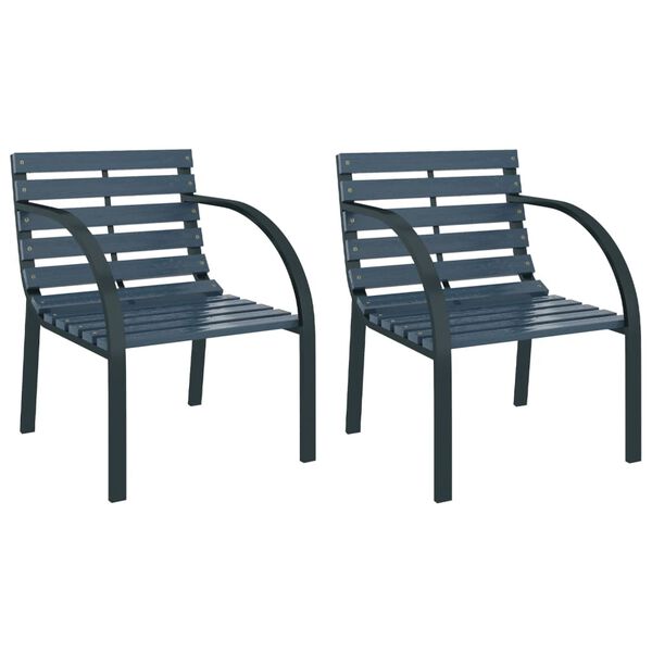 vidaXL Chaises de jardin lot de 2 Gris Bois