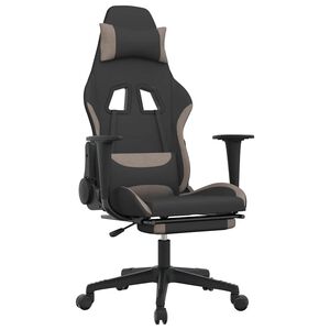 vidaXL Chaise de jeu avec repose-pied Noir et taupe Tissu