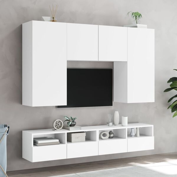 vidaXL Meubles TV muraux 2 pcs blanc 80x30x30 cm bois d'ing&eacute;nierie