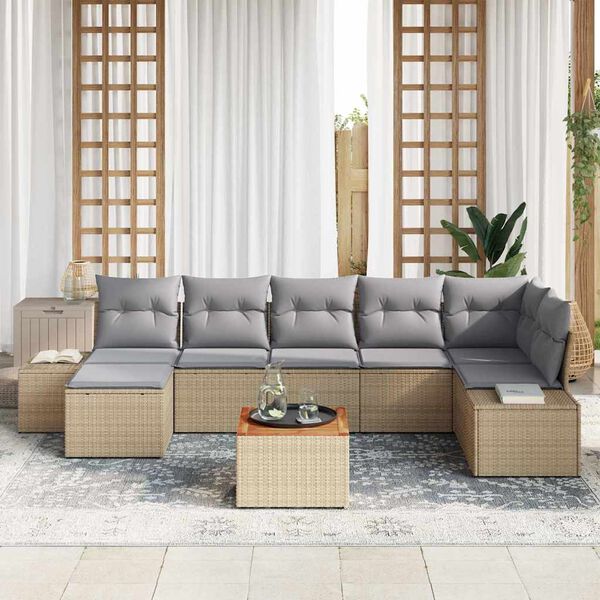 vidaXL Ensemble de canap&eacute; de jardin 8 pcs beige et gris clair