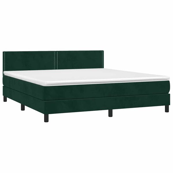 vidaXL Sommier &agrave; lattes de lit et matelas Vert fonc&eacute; 160x200cm Velours