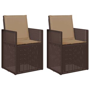 vidaXL Chaises de jardin salle &agrave; manger 2 pcs Marron et taupe PP
