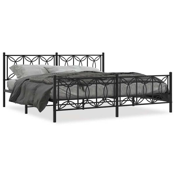 vidaXL Cadre de lit m&eacute;tal sans matelas avec pied de lit noir 193x203cm