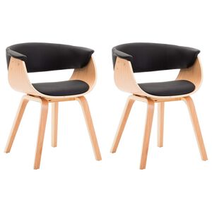 vidaXL Chaises &agrave; manger lot de 2 noir bois courb&eacute; et similicuir