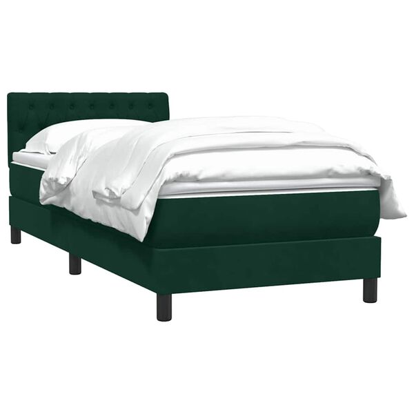 vidaXL Sommier &agrave; lattes de lit et matelas vert fonc&eacute; 80x210 cm velours