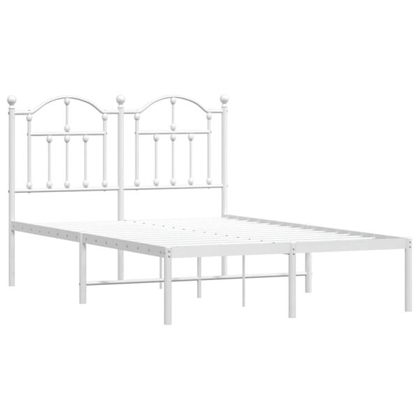 vidaXL Cadre de lit m&eacute;tal sans matelas et t&ecirc;te de lit blanc 120x200 cm