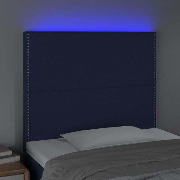vidaXL T&ecirc;te de lit &agrave; LED Bleu 100x5x118/128 cm Tissu