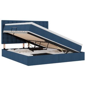 vidaXL Lit avec rangement et matelas Bleu 180 x 200 cm Polyester