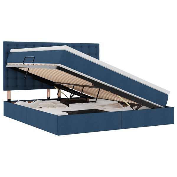 vidaXL Lit avec rangement et matelas Bleu 180 x 200 cm Polyester