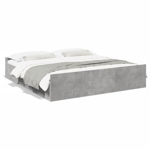 vidaXL Cadre de lit avec tiroirs sans matelas gris b&eacute;ton 200x200 cm