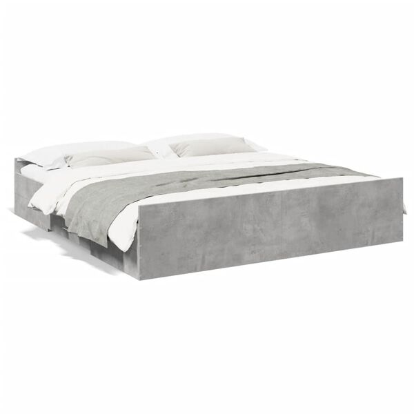 vidaXL Cadre de lit avec tiroirs sans matelas gris b&eacute;ton 200x200 cm