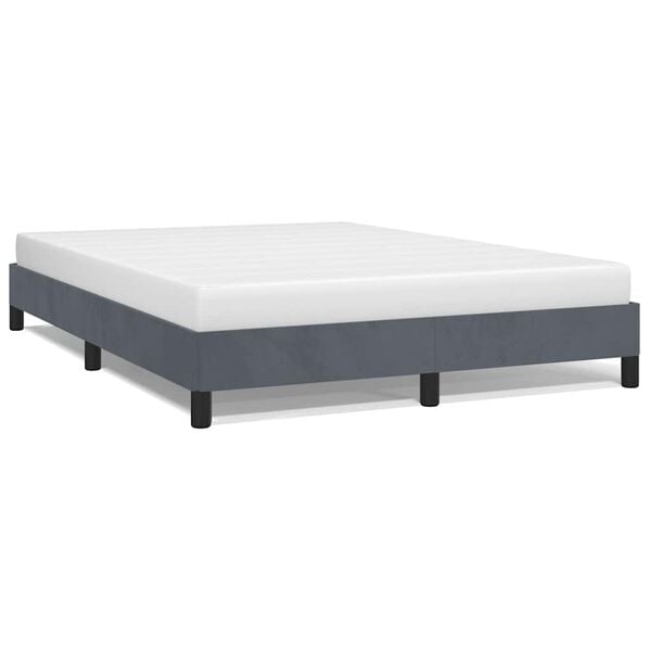 vidaXL Cadre de lit gris fonc&eacute; 137x190 cm velours