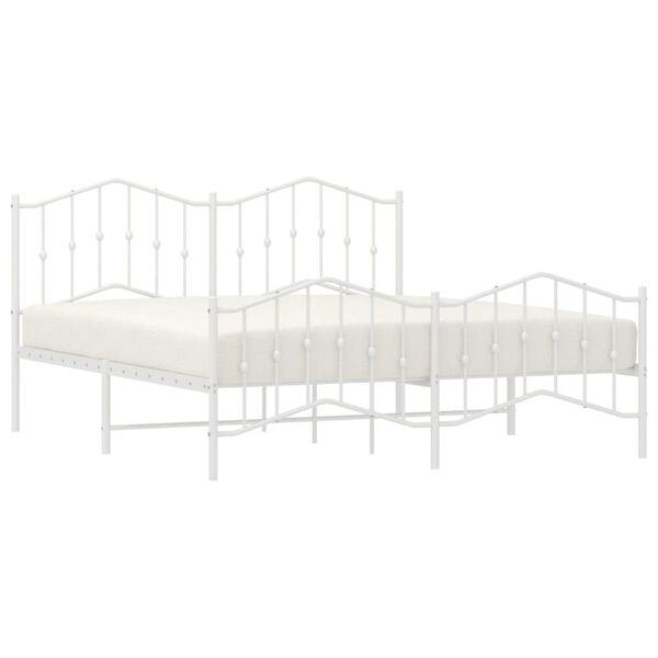 vidaXL Cadre de lit m&eacute;tal sans matelas et pied de lit blanc 160x200 cm