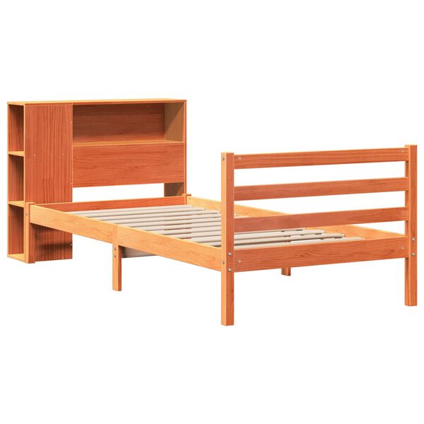 vidaXL Lit bibliothèque sans matelas cire marron 100x200cm bois massif