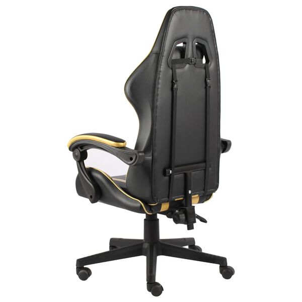 vidaXL Fauteuil de jeux vid&eacute;o Noir et dor&eacute; Similicuir