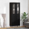 vidaXL Haut Armoire 2 pcs Ch&ecirc;ne noir Bois Agglom&eacute;r&eacute; et Verre