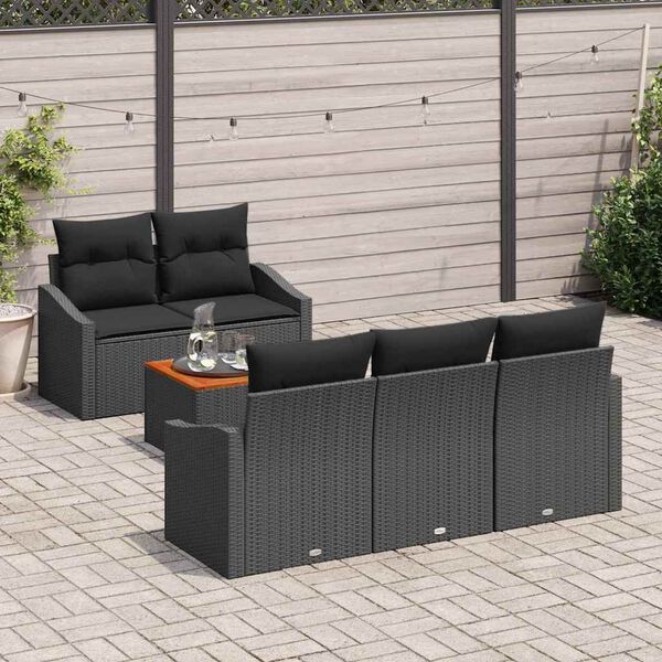 vidaXL Ensemble de canap&eacute; de jardin avec stockage 6 pcs Noir polyrotin