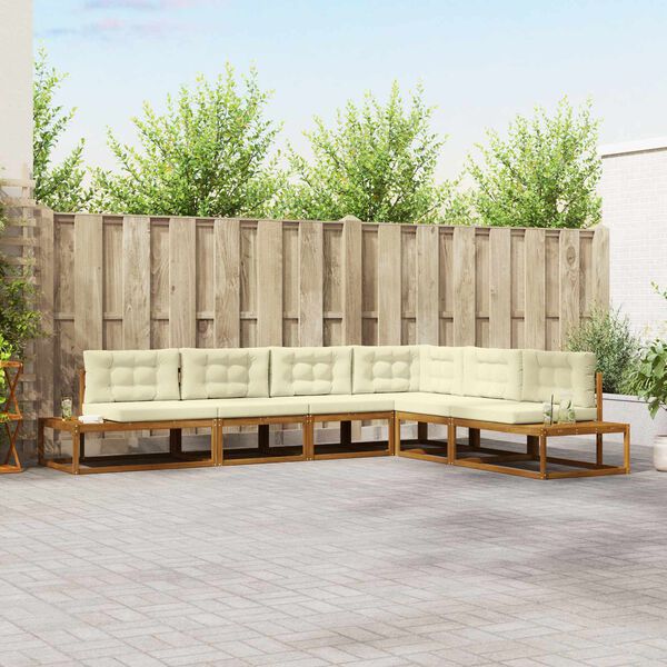 vidaXL Ensemble de canap&eacute;s d'ext&eacute;rieur 6 Pi&egrave;ce Naturel et Cr&egrave;me