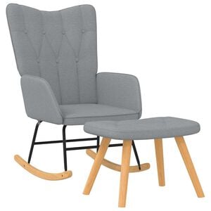 vidaXL Chaise &agrave; bascule avec tabouret Gris clair Tissu