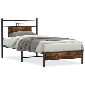 vidaXL Cadre de lit sans matelas ch&ecirc;ne fum&eacute; 90x190cm bois d'ing&eacute;nierie