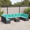 vidaXL Ensemble de canap&eacute; de jardin avec coussin 11 pcs Noir polyrotin