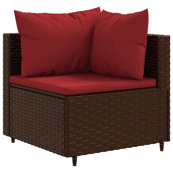 vidaXL Salon de jardin avec coussins 7 pcs marron résine tressée