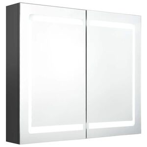 vidaXL Armoire de salle de bain &agrave; miroir LED gris 80x12x68 cm