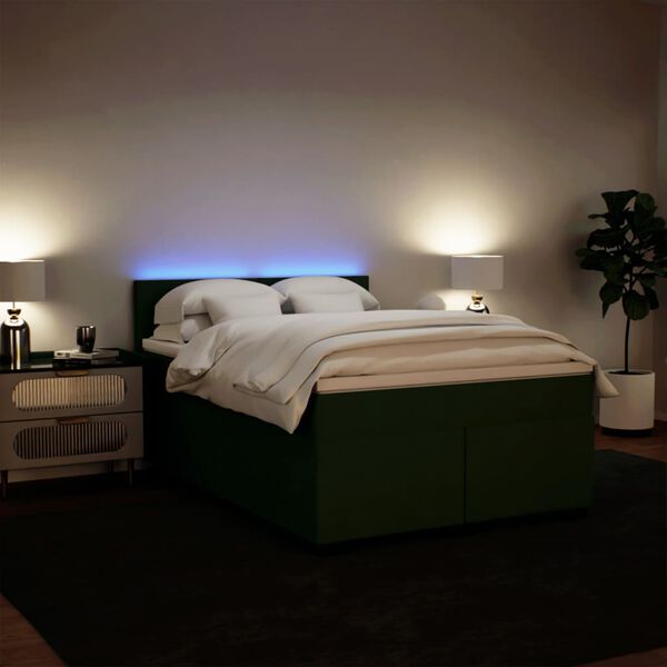 vidaXL Sommier &agrave; lattes de lit et matelas Vert fonc&eacute; 160x200cm Velours