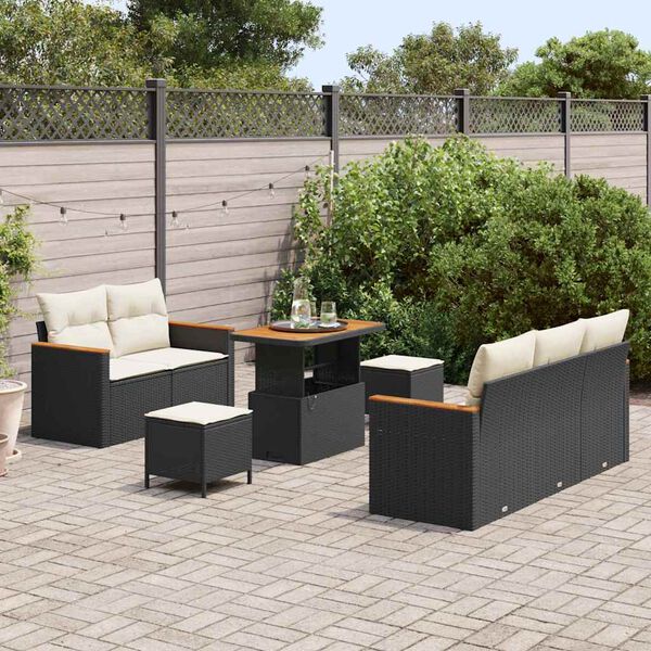 vidaXL Ensemble de canap&eacute; de jardin 10 pcs Noir et Cr&egrave;me polyrotin