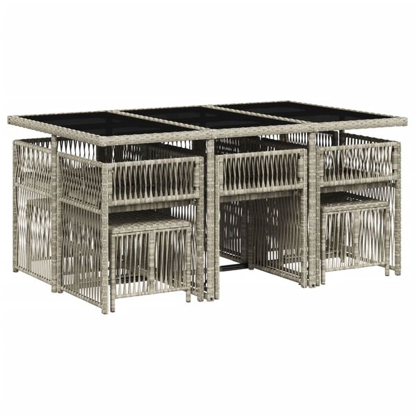 vidaXL Ensemble &agrave; manger de jardin 11pcs avec coussins gris poly rotin