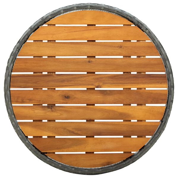 vidaXL Table &agrave; th&eacute; Gris 60 cm R&eacute;sine tress&eacute;e et bois d'acacia solide