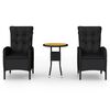 vidaXL Ensemble de bistro de jardin 3 pcs R&eacute;sine tress&eacute;e Noir
