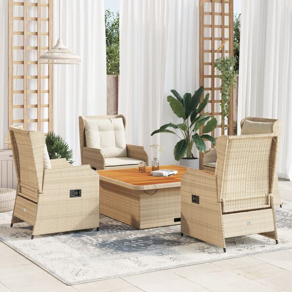 vidaXL Salon de jardin avec coussins 5 pcs beige r&eacute;sine tress&eacute;e