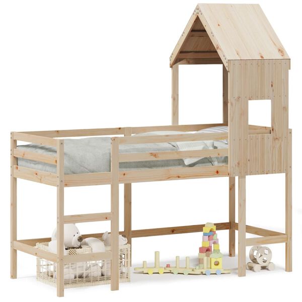 vidaXL Lit superpos&eacute; avec &eacute;chelle et toit sans matelas 80x200 cm