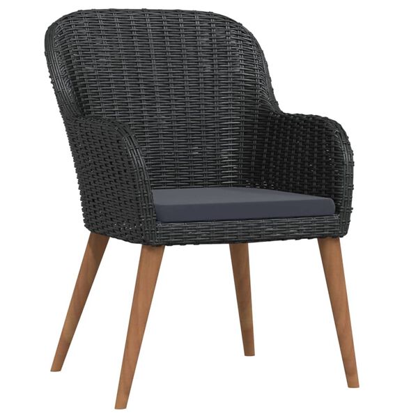 vidaXL Ensemble à manger de jardin avec coussins 9 pcs noir