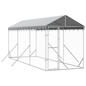 vidaXL Chenil d'ext&eacute;rieur pour chiens avec toit argent&eacute; 2x6x2,5 m
