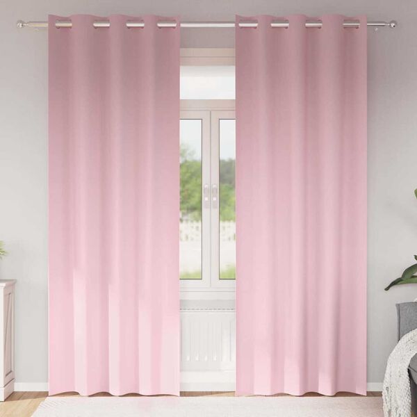 vidaXL Rideaux occultants avec anneaux 2 pcs Rose b&eacute;b&eacute; 260 x 140 cm