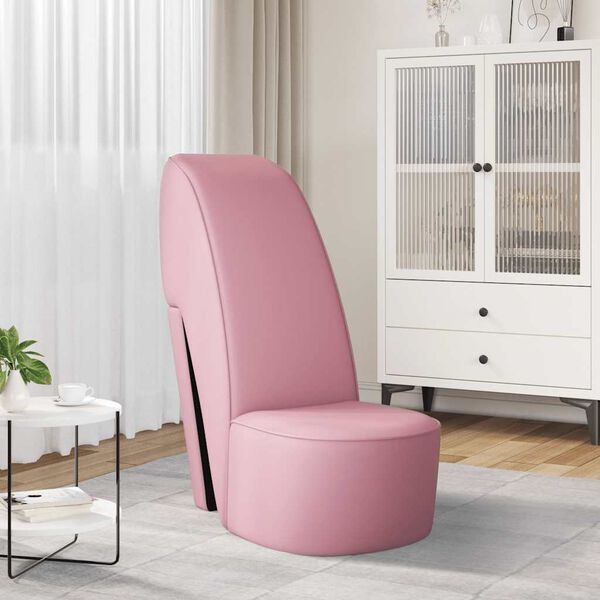 vidaXL Chaise en forme de chaussure &agrave; talon haut rose similicuir