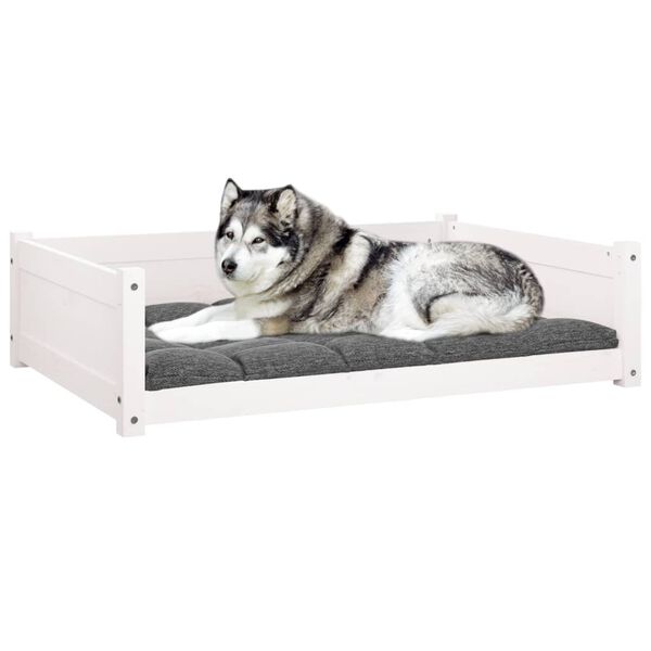 vidaXL Lit pour chien Blanc 105,5x75,5x28 cm Bois de pin solide