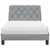 vidaXL Lit avec matelas gris clair 100x200 cm tissu