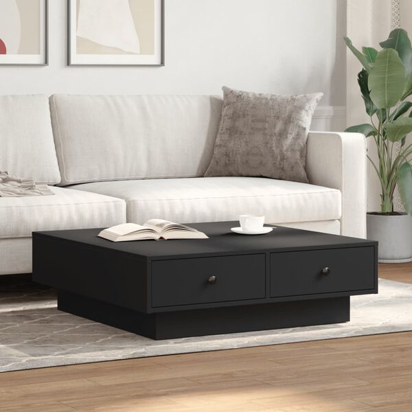 vidaXL Table basse Noir 90x90x28 cm Agglom&eacute;r&eacute;