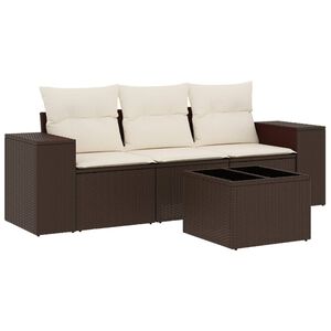vidaXL Salon de jardin 4 pcs avec coussins marron r&eacute;sine tress&eacute;e