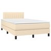 vidaXL Sommier &agrave; lattes de lit matelas et LED cr&egrave;me 120x190 cm tissu