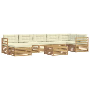 vidaXL Ensemble de canap&eacute;s d'ext&eacute;rieur 8 pcs Blanc et cr&egrave;me Polyester