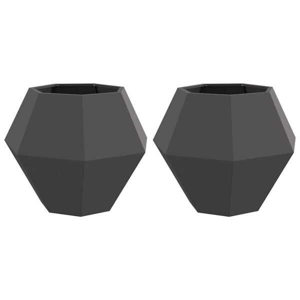 vidaXL Jardini&egrave;re 2 pcs Noir 75 x 75 x 60 cm Acier