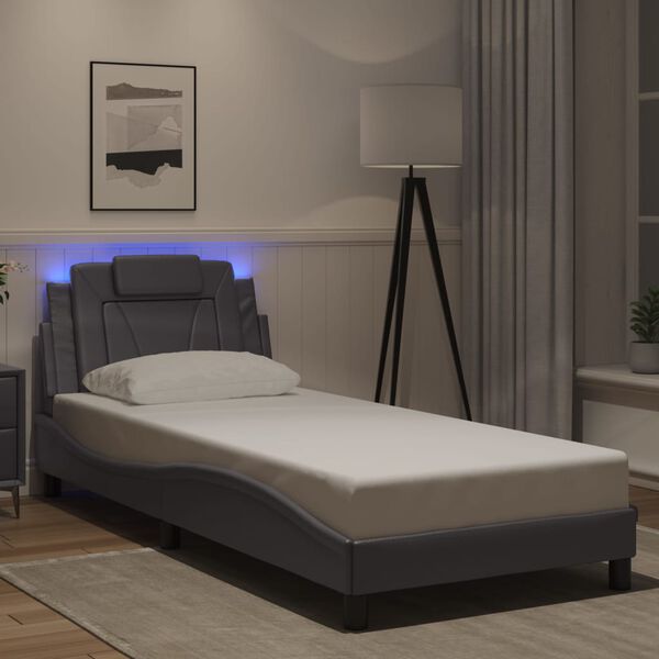 vidaXL Cadre de lit Viana avec LED sans matelas gris 80x200 cm